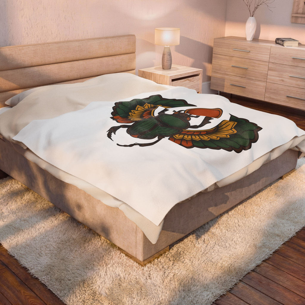 Beetle Bug Blanket Boho Chic Chakra Gift Women Minimalist Blanket Scarab Blanket Bohemian Enthusiast Simple Blanket Energy Graphic Hand Drawn Sun