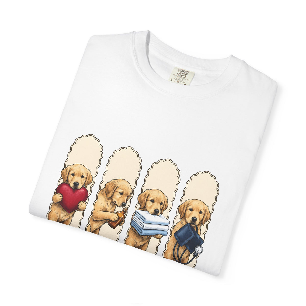Golden Dog Puppy Nurse Pet Gift Puppy Healthcare Enthusiast Doggo Animal Minimalist T-Shirt