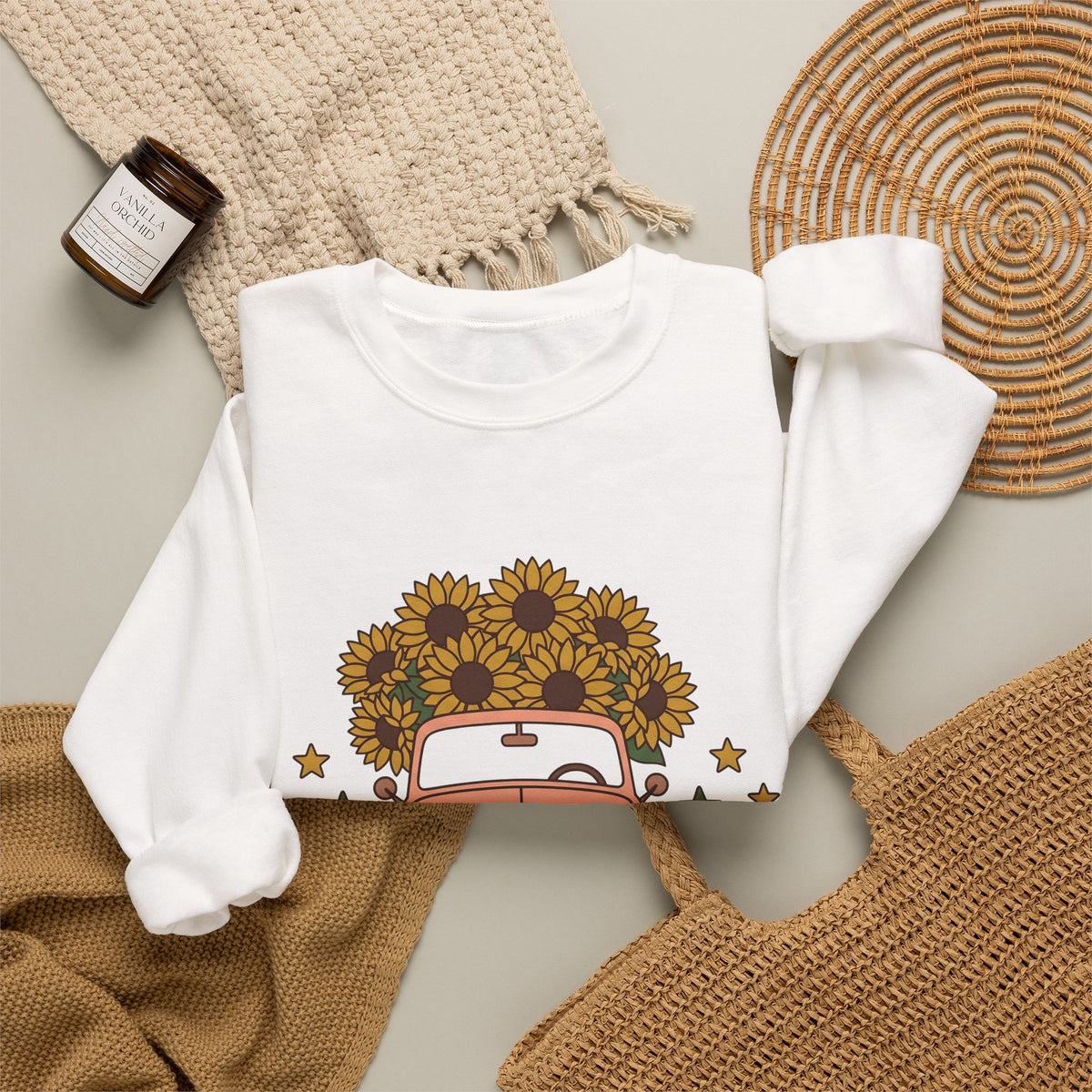 Vintage Truck Sunflowers Sweatshirt Cowgirl Country Gift Women Boho Sweatshirt Old Truck Sweatshirt Rodeo Fan Western Sweatshirt Rustic Graphic Retro Stars
