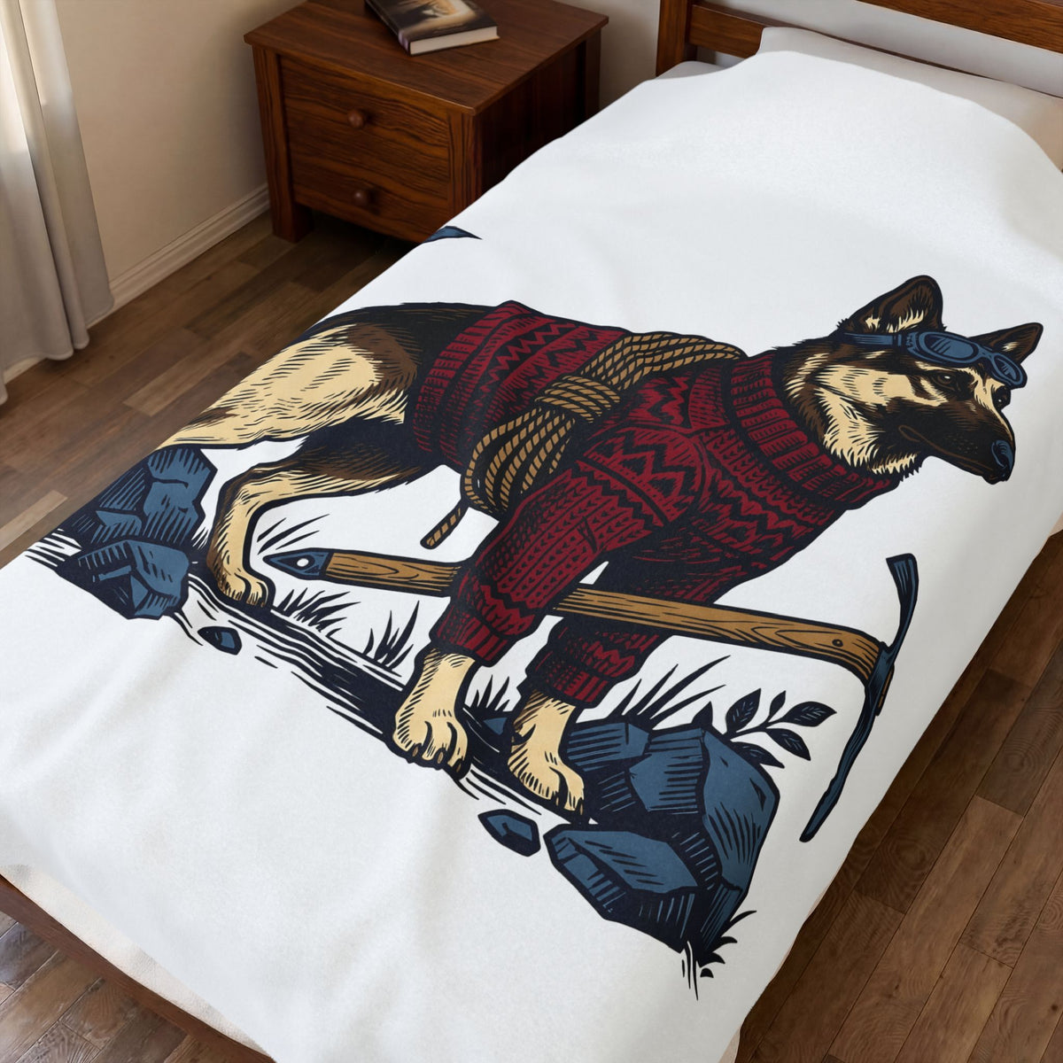German Shepherd Puppy Dog Camping Gift Old School Alsatian T Blanket