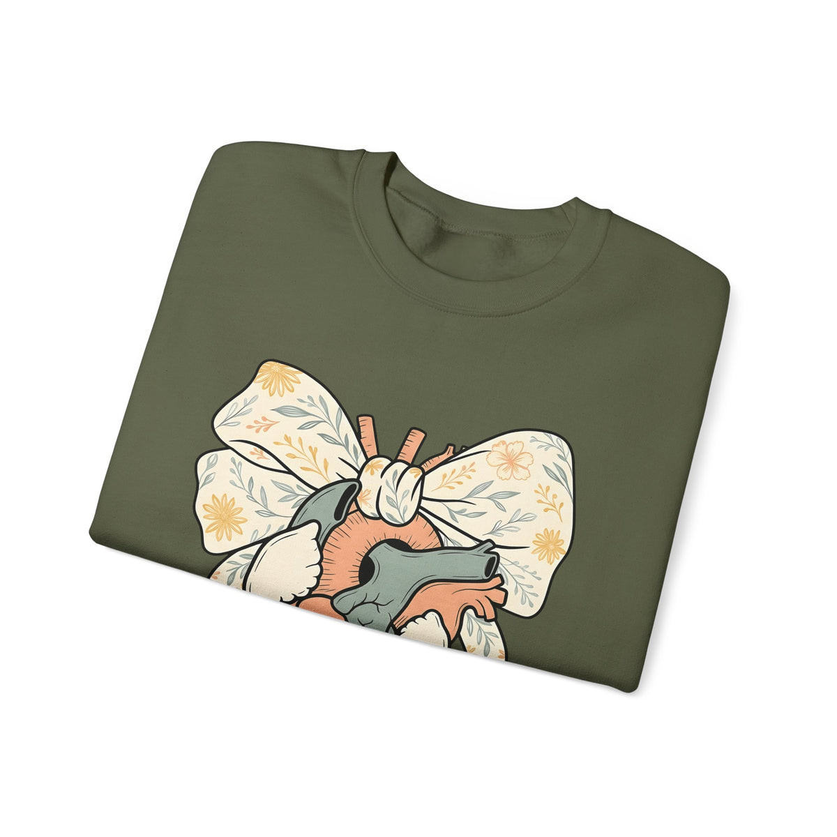 Realistic Heart Sweatshirt Nurses Medicine Gift Women Flower Sweatshirt Heart Sweatshirt Nurse Enthusiast Floral Sweatshirt Medical Graphic Classic Knot Sweatshirt