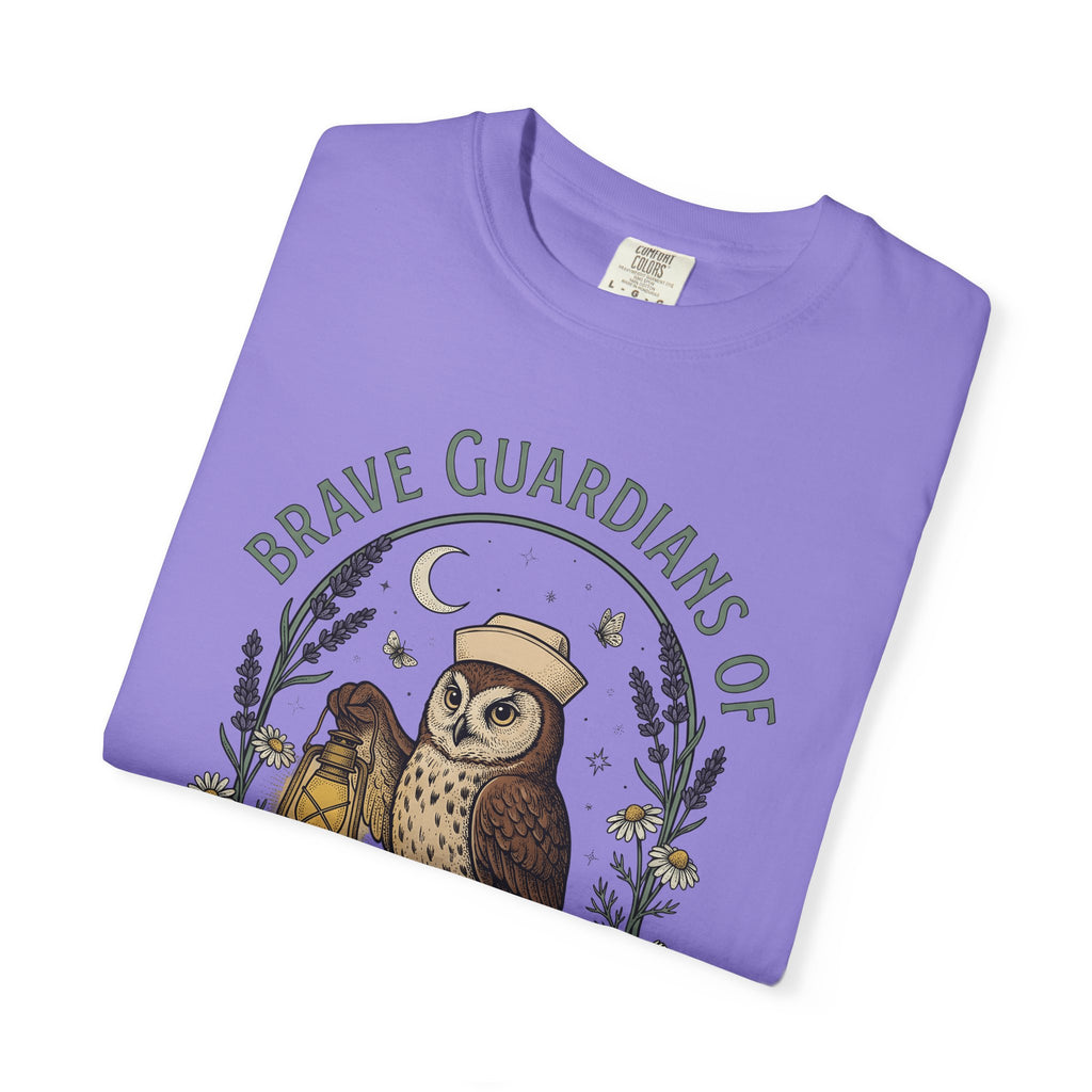 Nursing Owl T-Shirt Nurses Gratitude Gift Women Retro T-Shirt Owl T-Shirt Nurse Enthusiast Vintage T-Shirt Appreciation Graphic Sketch Torch T-Shirt