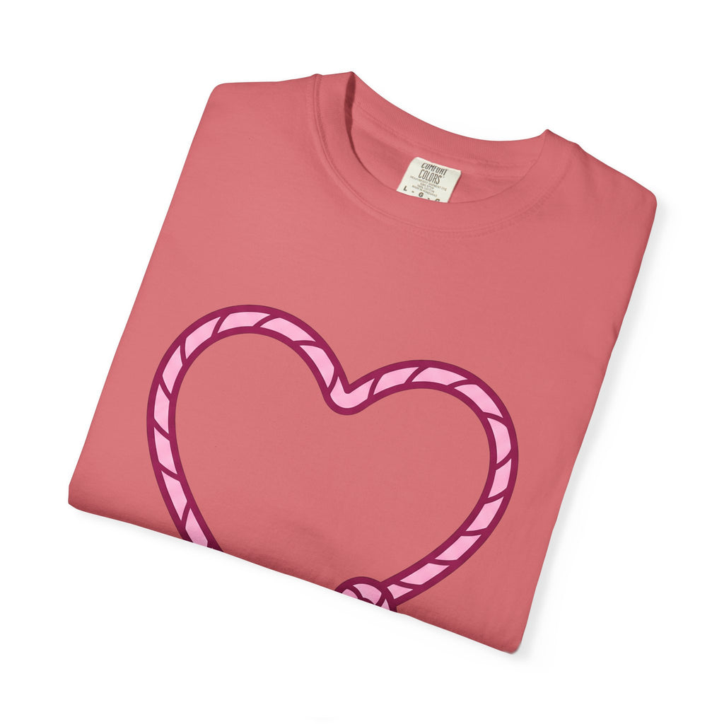 Rope Heart T-Shirt Cowgirl Cowboy Gift Women Contemporary Art T-Shirt Heart Tie T-Shirt Rodeo Fan Modern Art T-Shirt Cowboy Graphic Sleek Knot