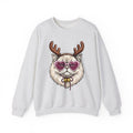 Cat Reindeer Sweatshirt Christmas Cat Gift Women Hand Drawn Sweatshirt Reindeer Sweatshirt Xmas Fan Illustrated Graphic Kitten Design Vintage Heart