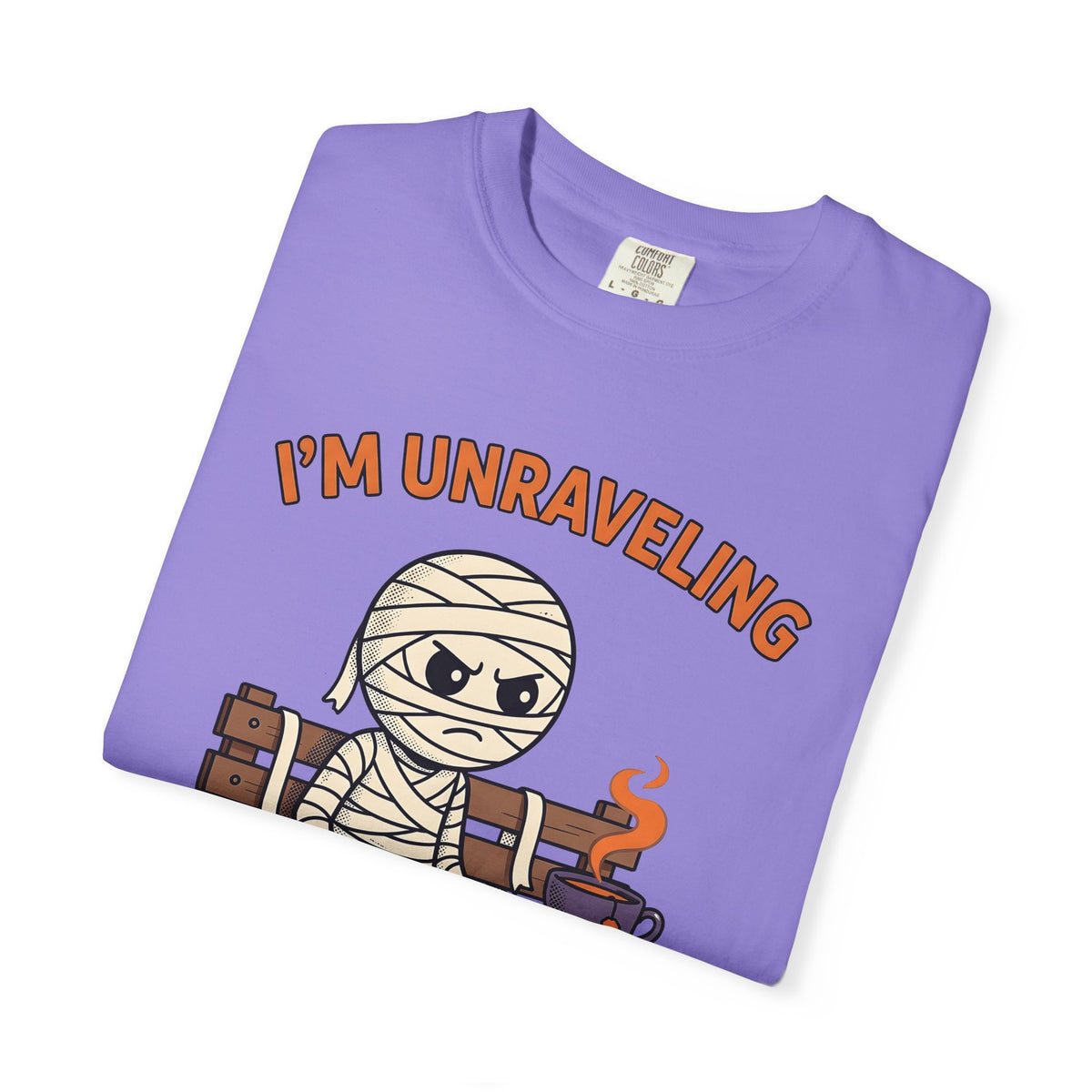 Mummy Halloween Joke Gift Comic Wrap Horror Fan Cartoon Pun Retro Teacup T-Shirt