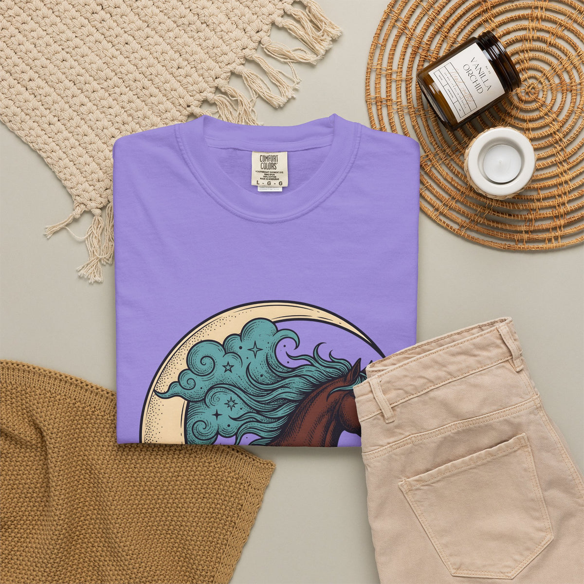 Horse Moon T-Shirt Cowgirl Western Gift Women Boho T-Shirt Equine T-Shirt Rodeo Fan Cowboy Graphic Western Design T-Shirt Boho T-Shirt Vintage Stars