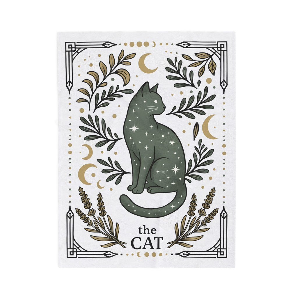 Star Cat Blanket Boho Chic Horoscope Gift Women Retro Blanket Kitty Blanket Bohemian Fan Vintage Blanket Zodiac Graphic Hand Drawn Greenery Blanket