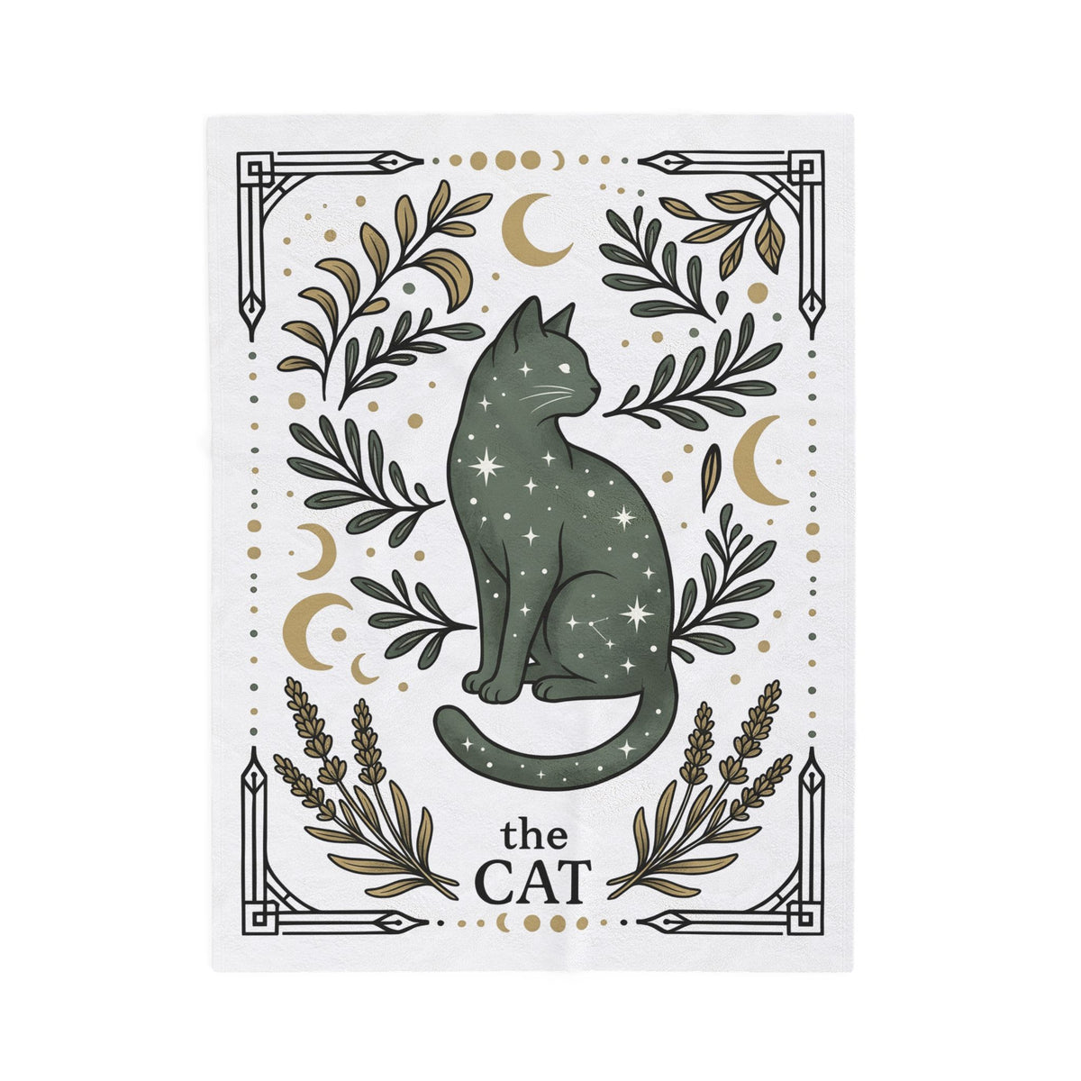 Star Cat Blanket Boho Chic Horoscope Gift Women Retro Blanket Kitty Blanket Bohemian Fan Vintage Blanket Zodiac Graphic Hand Drawn Greenery Blanket