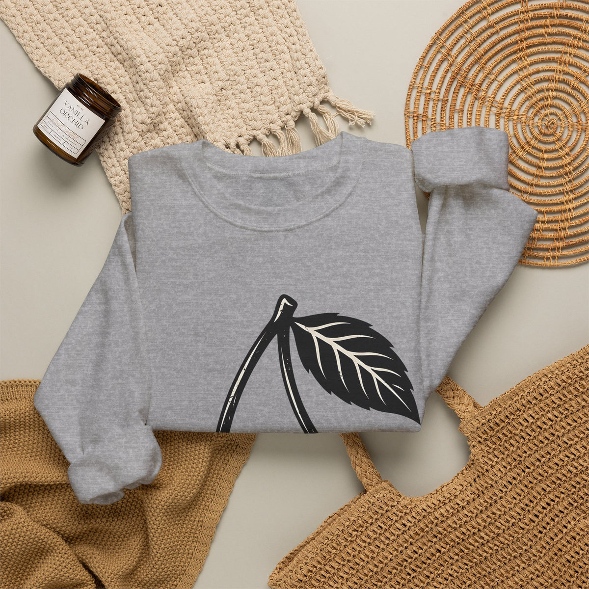 Cherry Illustration Sweatshirt Moms Produce Gift Women Rustic Sweatshirt Cherry Sweatshirt Mother Fan Vintage Sweatshirt Harvest Graphic Nostalgic Plaid Design