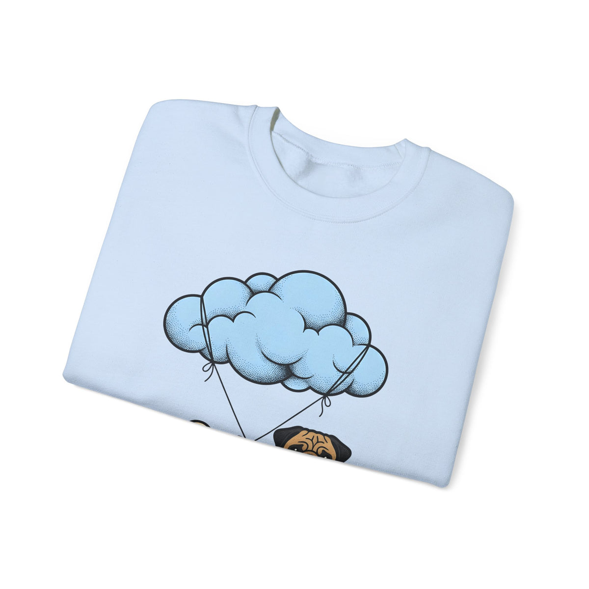 Pug Dog Sweatshirt Dog Animals Gift Women Cartoon Sweatshirt Puggle Sweatshirt Dog Fan Canine Graphic Pug Illustration Retro Cloud Sweatshirt