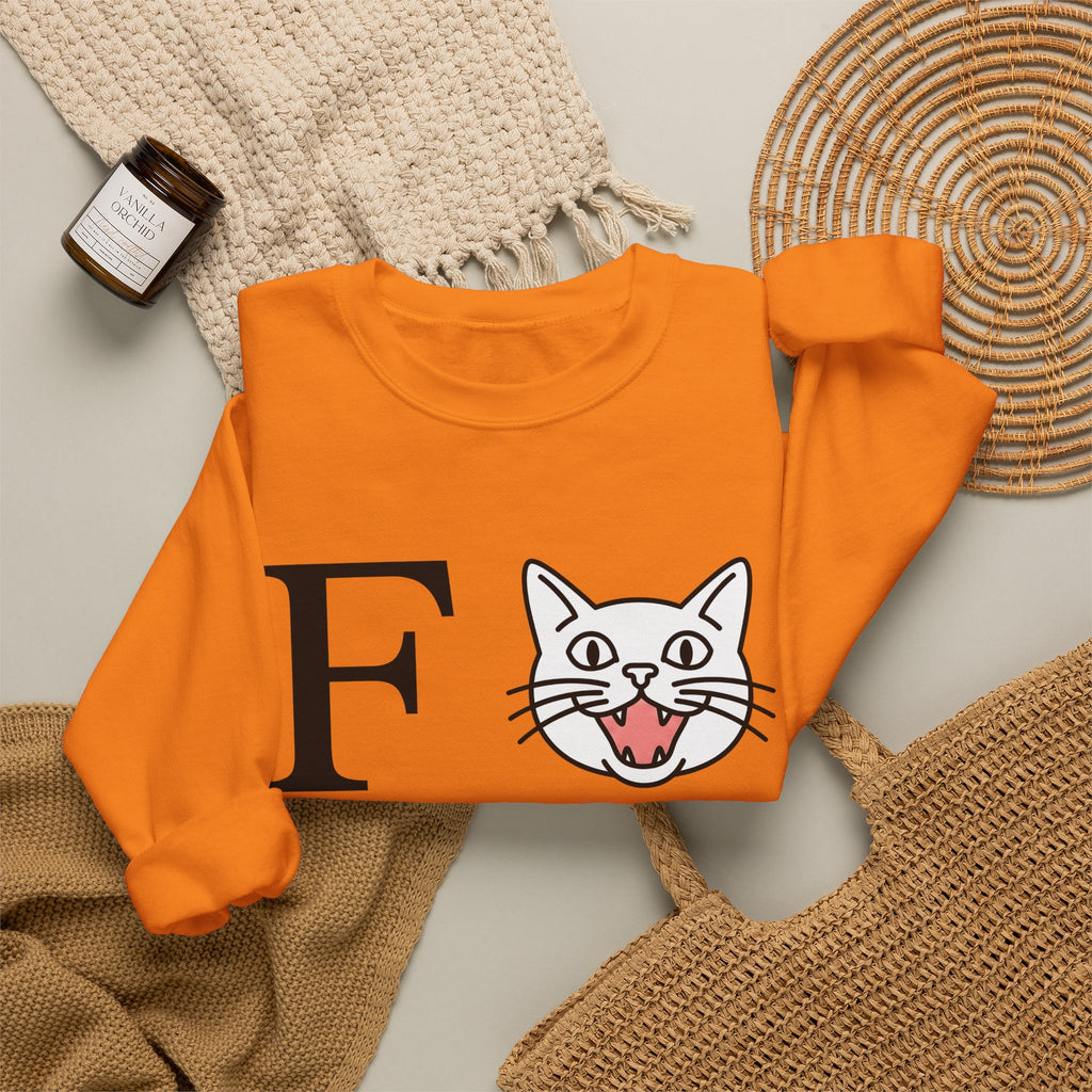 Cat Face Graphic Sweatshirt Cat Humor Gift Women Minimalist Sweatshirt Kitty Sweatshirt Feline Fan Simple Sweatshirt Funny Graphic Modern Bold Letters Sweatshirt