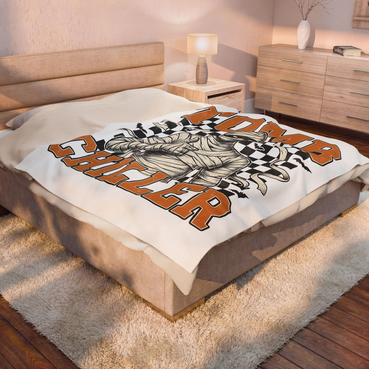 Wrapped Mummy Blanket Halloween Fright Gift Women Old School Blanket Mummy Blanket Horror Fan Scary Blanket Scare Graphic