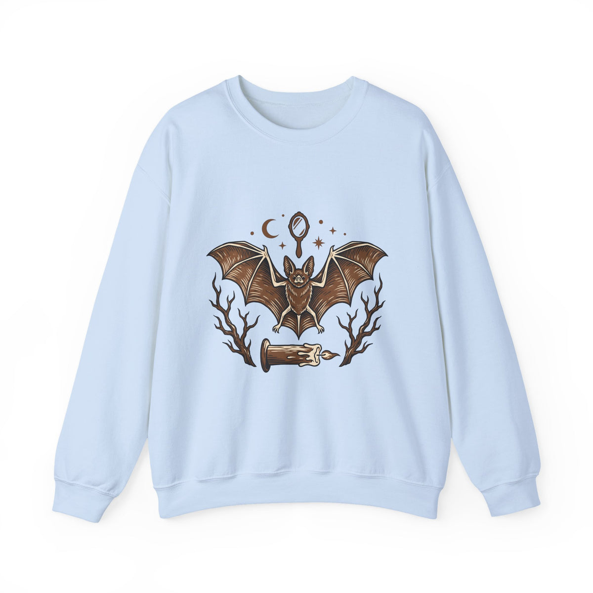 Bat Drawing Sweatshirt Boho Chic Magic Gift Women Creepy Sweatshirt Bat Sweatshirt Bohemian Fan Spooky Sweatshirt Mystical Graphic Sketch Taper Candle Sweatshirt