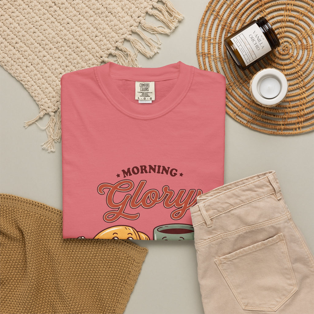 Croissant Espresso Cup T-Shirt Coffee Morning Meal Gift Women Illustration T-Shirt Coffee T-Shirt T-Shirt Coffee Fan Coffee Art T-Shirt Breakfast