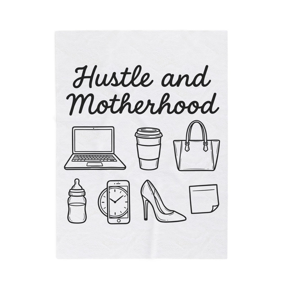 Laptop Coffee Purse Blanket Moms Work Gift Women Doodle Blanket Blanket Blanket Mother Enthusiast Hand Drawn Blanket Office Graphic Minimal Baby Bottle