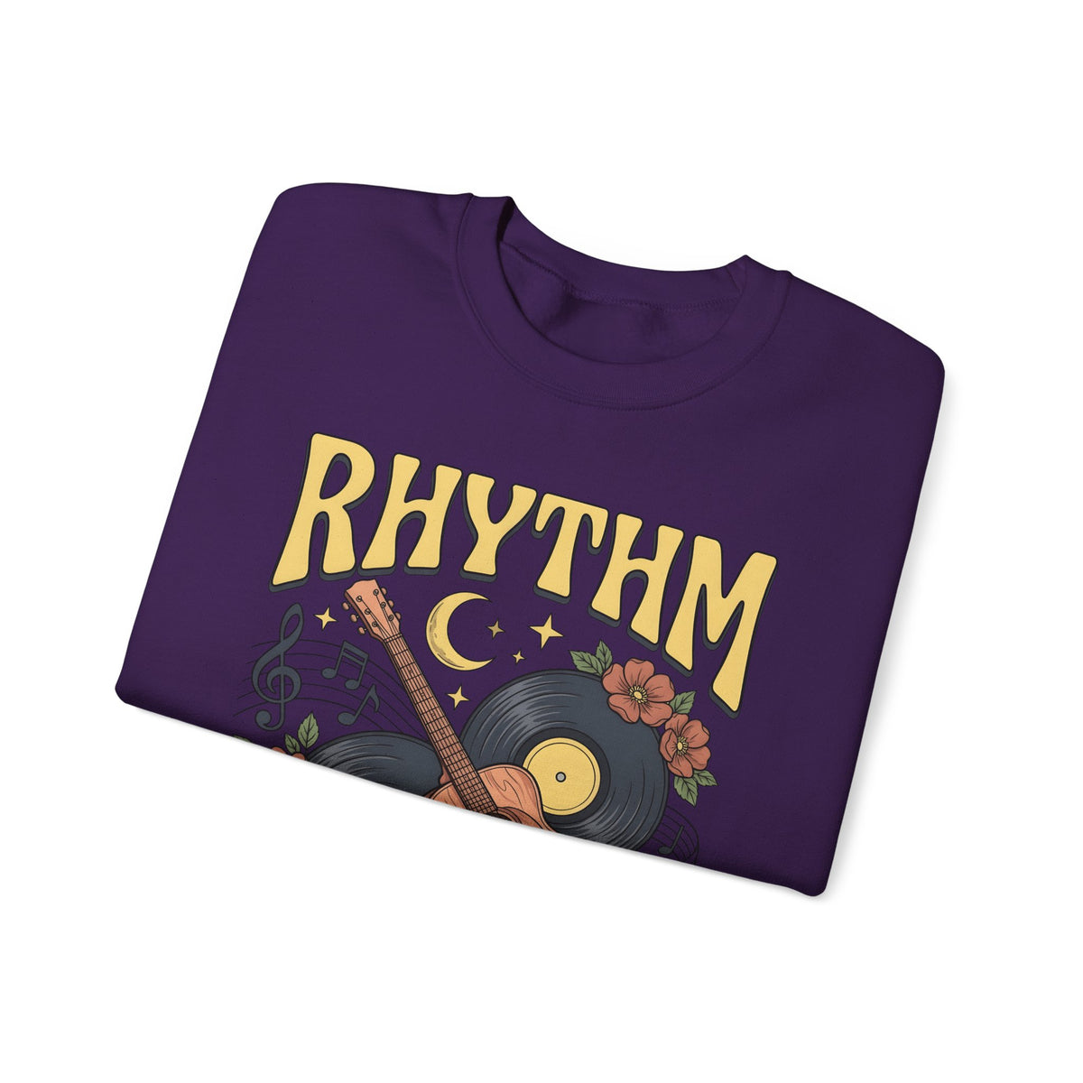 Electric Guitar Records Sweatshirt Music Bouquet Gift Women Free Spirit Sweatshirt Guitar Sweatshirt Music Fan Bohemian Sweatshirt Floral Graphic Old School
