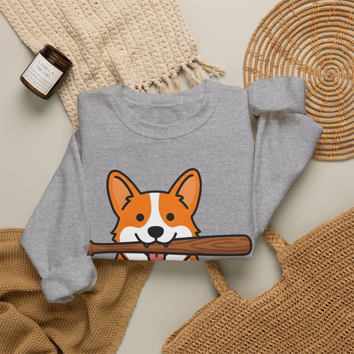 Corgi Pet Sweatshirt Dog Funny Gift Women Animation Sweatshirt Puppy Sweatshirt Dog Fan Cartoon Sweatshirt Humor Graphic Manga Bat Ball Sweatshirt