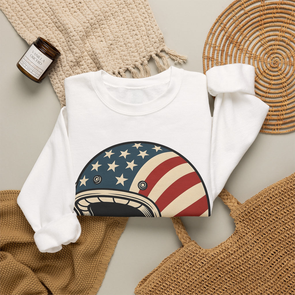 Us Flag Helmet Sweatshirt 4th Of July Liberty Gift Women Retro Sweatshirt Helmet Sweatshirt Patriot Fan Vintage Sweatshirt Retro Graphic Sweatshirt Vintage Star