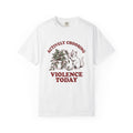 Feline Foliage T-Shirt Cat Comedy Gift Women Classic T-Shirt Cat Foliage T-Shirt Cat Fan Vintage T-Shirt Humor Graphic Ink Drawing Potted Plant