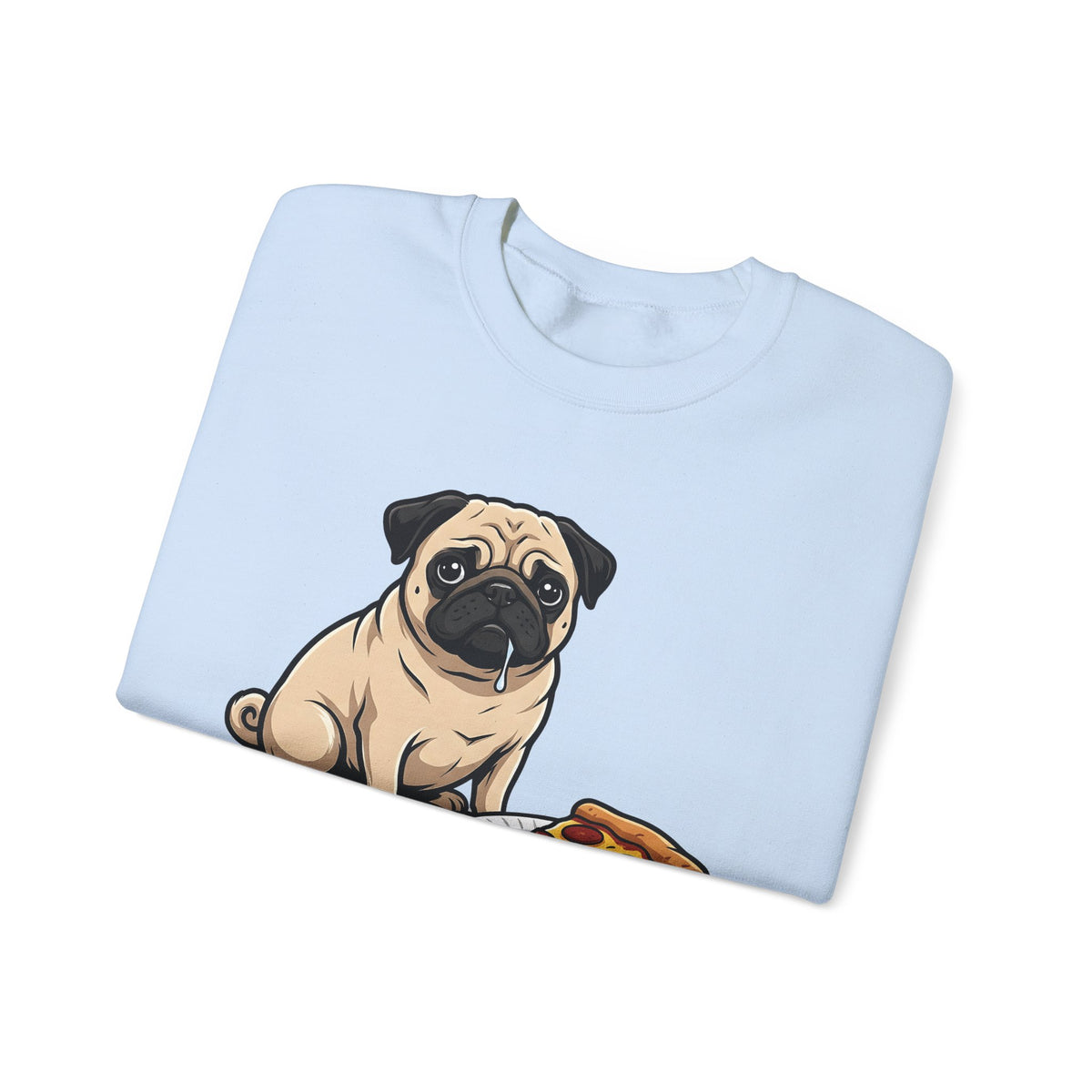 Pug Dog Sweatshirt Dog Meals Gift Women Line Art Sweatshirt Pugs Sweatshirt Dog Fan Illustrated Design Food Graphic Sweatshirt Sketch Pizza Piece Sweatshirt