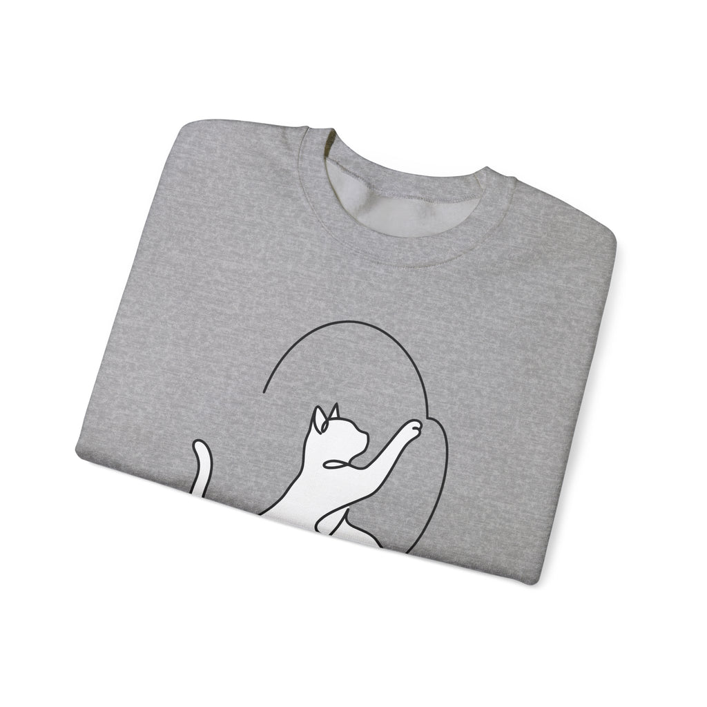 Cat Sketch Sweatshirt Cat Creatures Gift Women Basic Sweatshirt Kitten Sweatshirt Cat Fan Feline Sweatshirt Simple Illustration Animal Graphic Geometric Heart