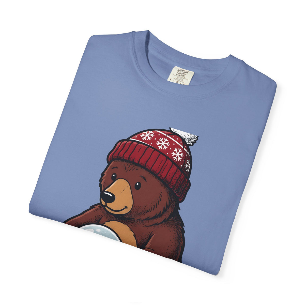 Bear Snow Globe T-Shirt Animals Holiday Gift Women Cute T-Shirt Snow Globe T-Shirt Wildlife Fan Cartoon T-Shirt Christmas Graphic Hand Drawn Winter