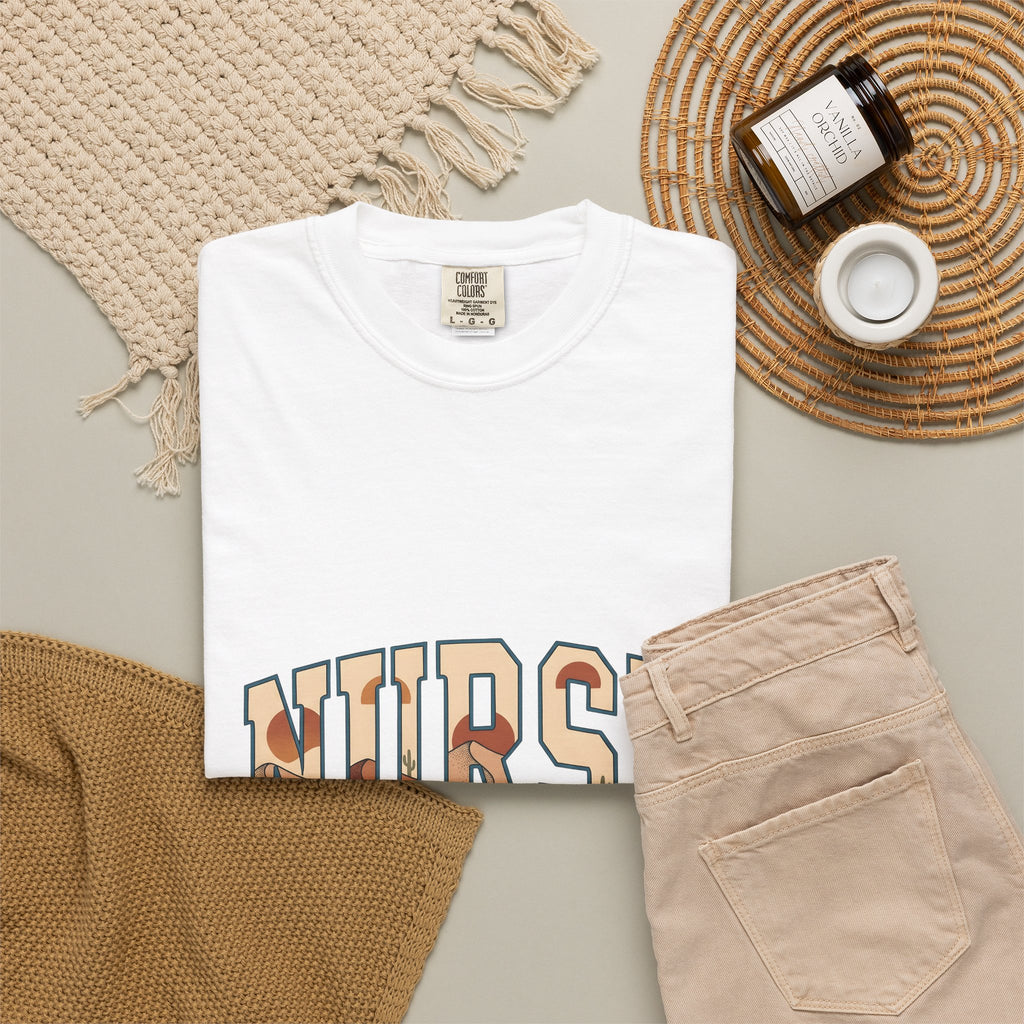 Desert Landscape Text T-Shirt Nurse Western Gift Women Boho T-Shirt Desert Text T-Shirt Rn Fan Hippie T-Shirt Cowboy Graphic Retro Cactus T-Shirt