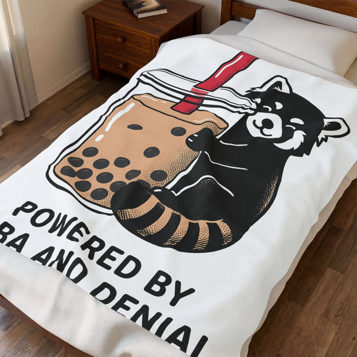 Red Panda Drink Blanket Boba Wildlife Gift Women Adorable Blanket Panda Drink Blanket Bubble Tea Fan Cute Blanket Animal Graphic Animated Milk Tea