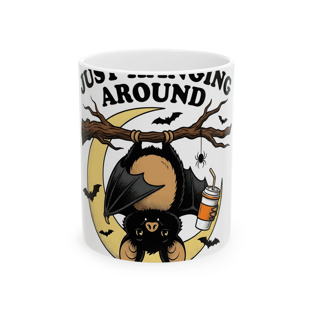 Bat Moon Mug Halloween Wildlife Gift Women Comic Mug Lunar Mug Horror Fan Cartoon Mug Animal Graphic Retro Coffee Mug Mug