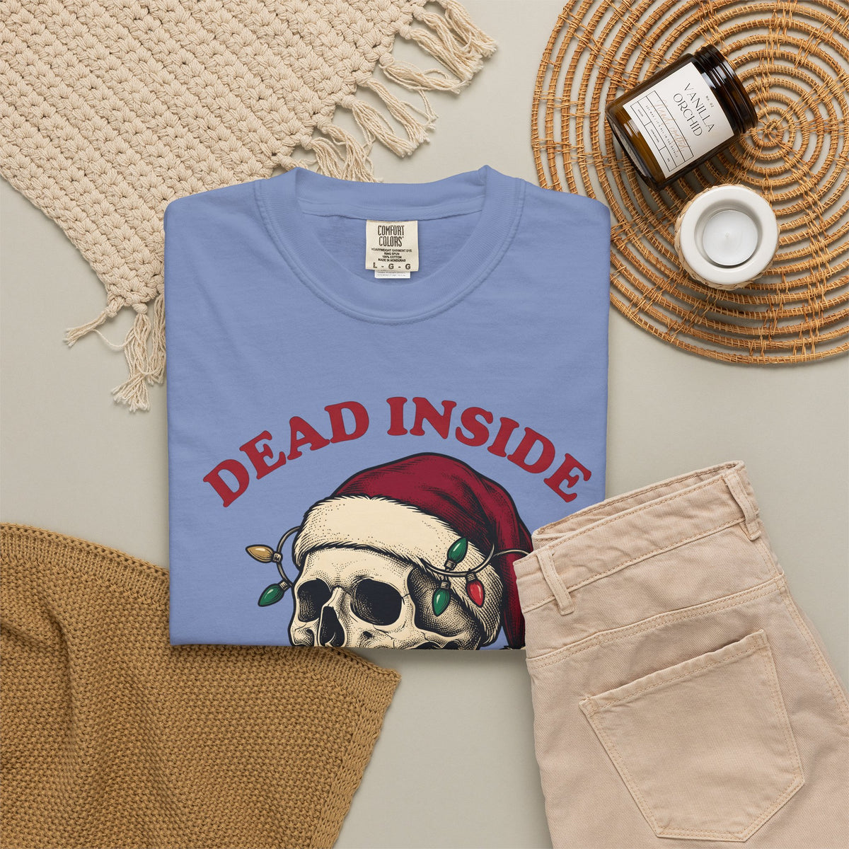 Skull Santa Hat T-Shirt Christmas Gothic Gift Women Tattoo T-Shirt Skull Cap T-Shirt Xmas Fan Ink T-Shirt Dark Graphic Vintage Christmas Lights