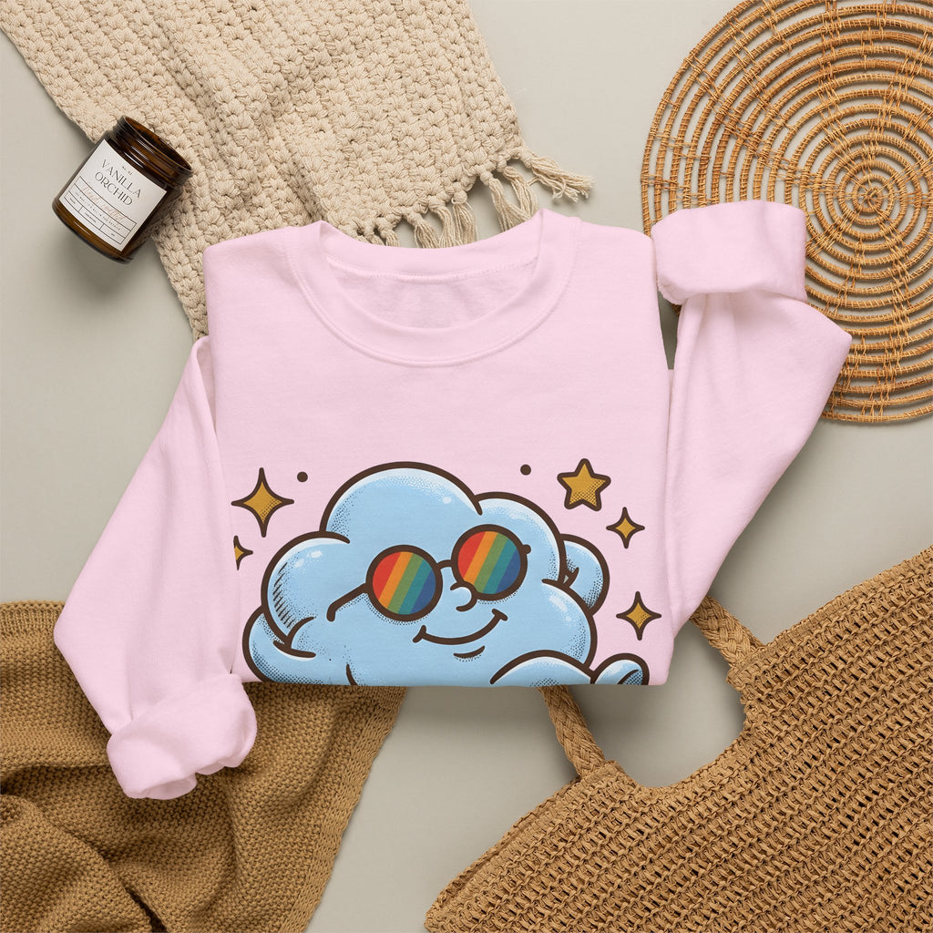 Smiling Cloud Boho Chic Inspiration Gift Comic Cloud Hippie Fan Cartoon Motivational Vintage Sweatshirt