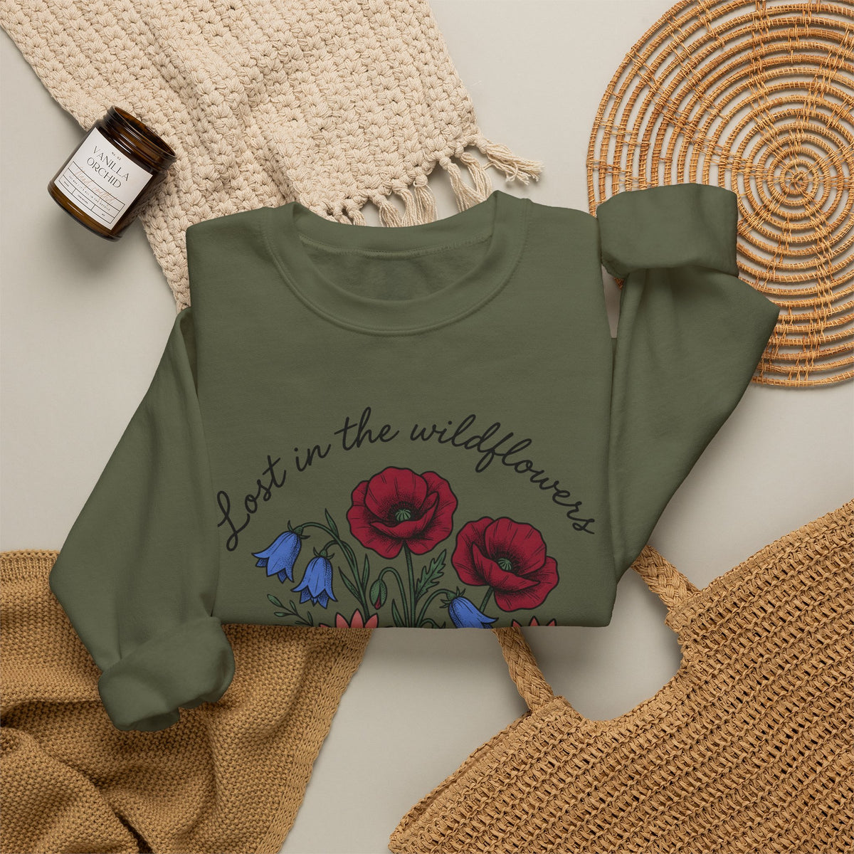 Meadow Flowers Sweatshirt Floral Garden Gift Women Plant Drawing Sweatshirt Wildflowers Sweatshirt Flower Fan Botanical Sweatshirt Yard Graphic Hand Drawn