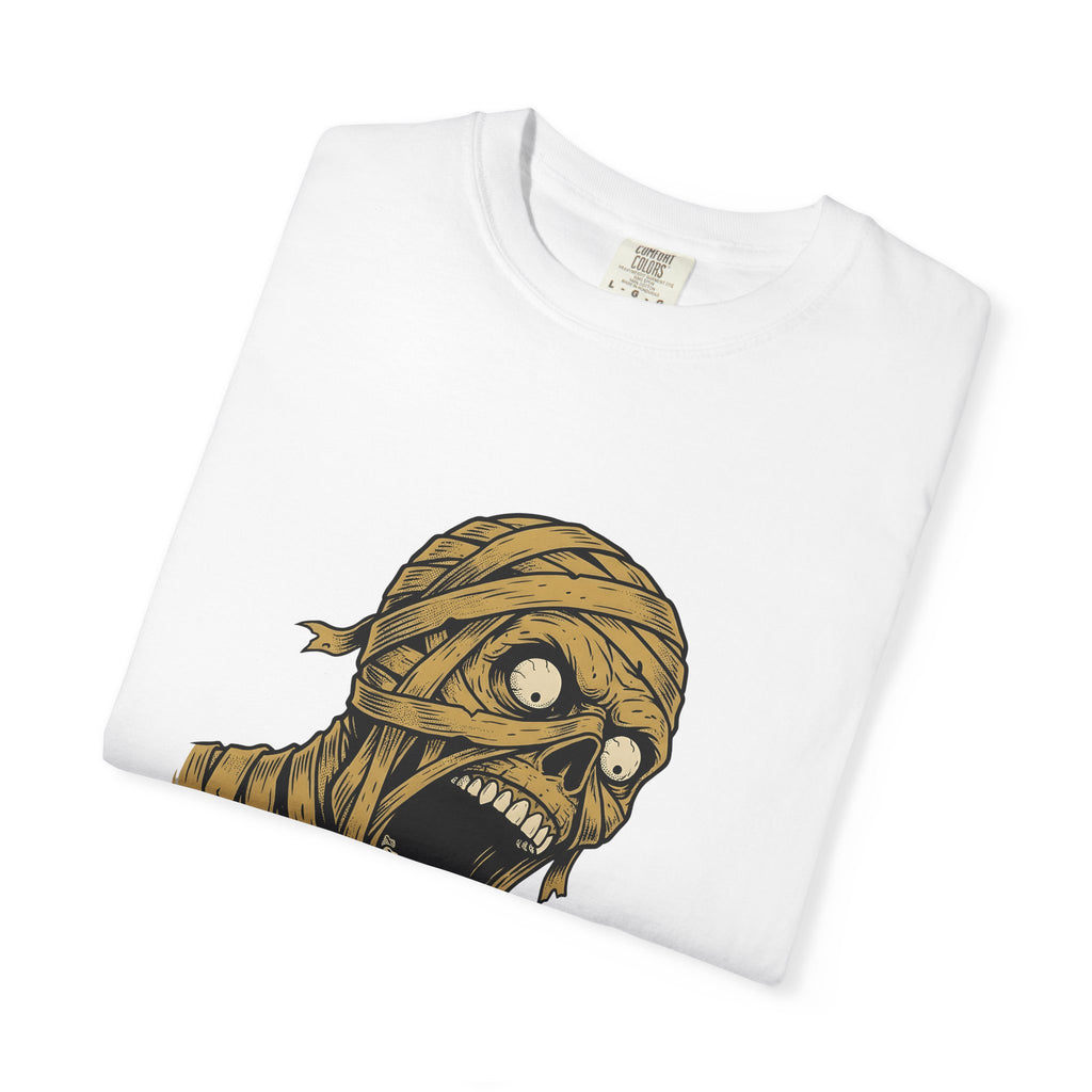 Mummy Skull T-Shirt Halloween Ghost Gift Women Creepy T-Shirt Skull T-Shirt Horror Fan Spooky T-Shirt Specter Graphic Classic Scarab T-Shirt