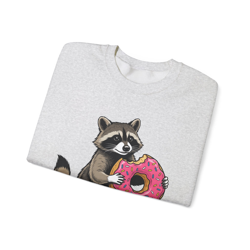 Raccoon Donut Desserts Animal Gift Cartoon Donut Pastry Fan Comic Wildlife Hand Drawn Sprinkles Sweatshirt