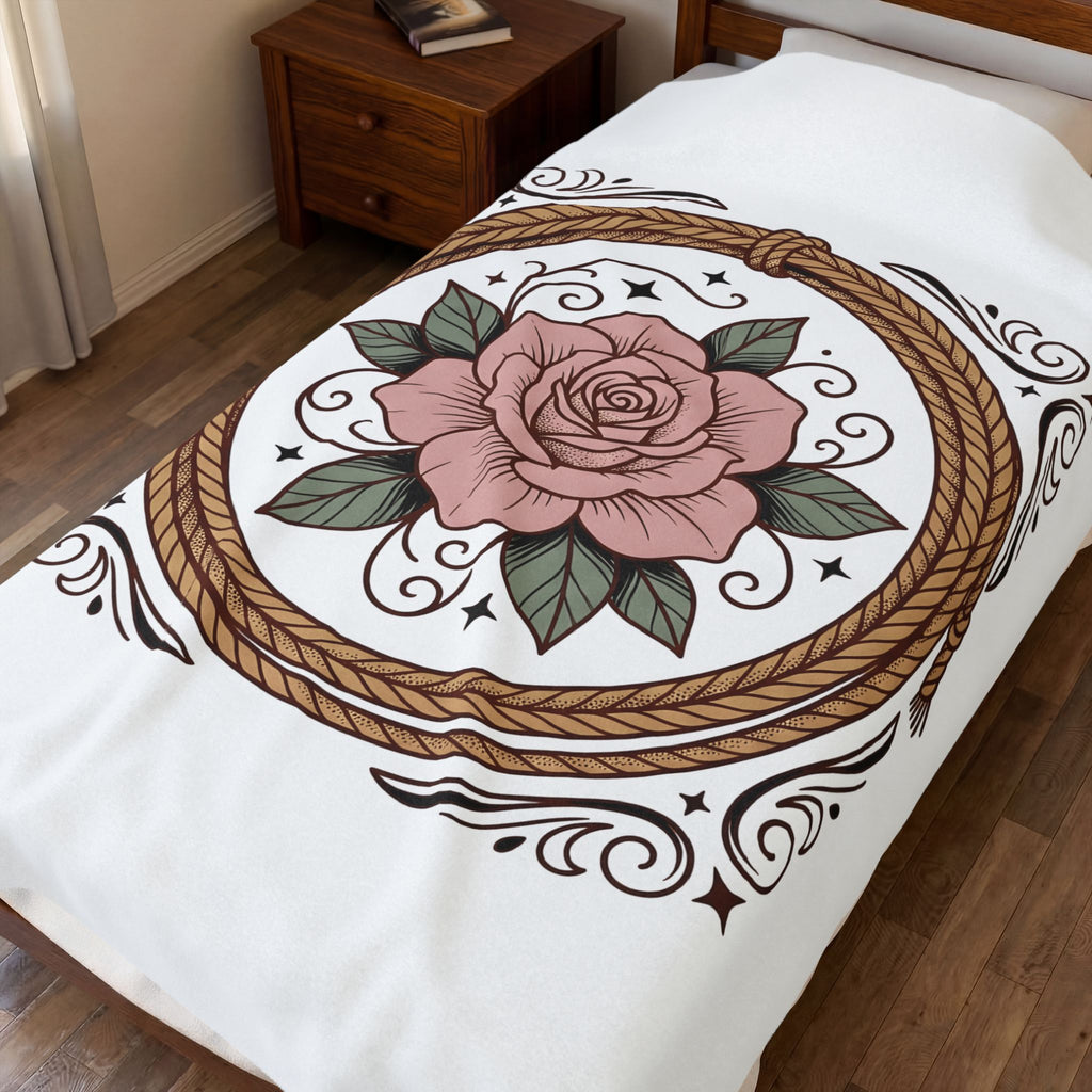 Bloom Rope Blanket Cowgirl Garden Gift Women Indie Blanket Braided Rope Blanket Rodeo Fan Handmade Blanket Floral Graphic Classic Twinkles Blanket