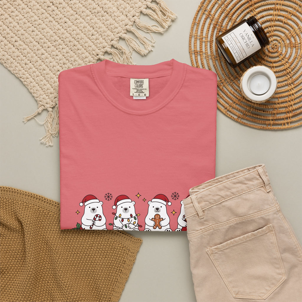 Polar Bear Pack Christmas Fauna Gift Playful Ursidae Xmas Fan Arctic Animal Wildlife Festive T-Shirt
