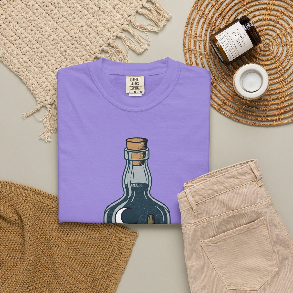 Desert Bottle T-Shirt Cowgirl Ranch Gift Women Illustrative Tattoo T-Shirt Canteen T-Shirt Cowboy Fan Tattooed T-Shirt Farm Graphic Hand Drawn Moon