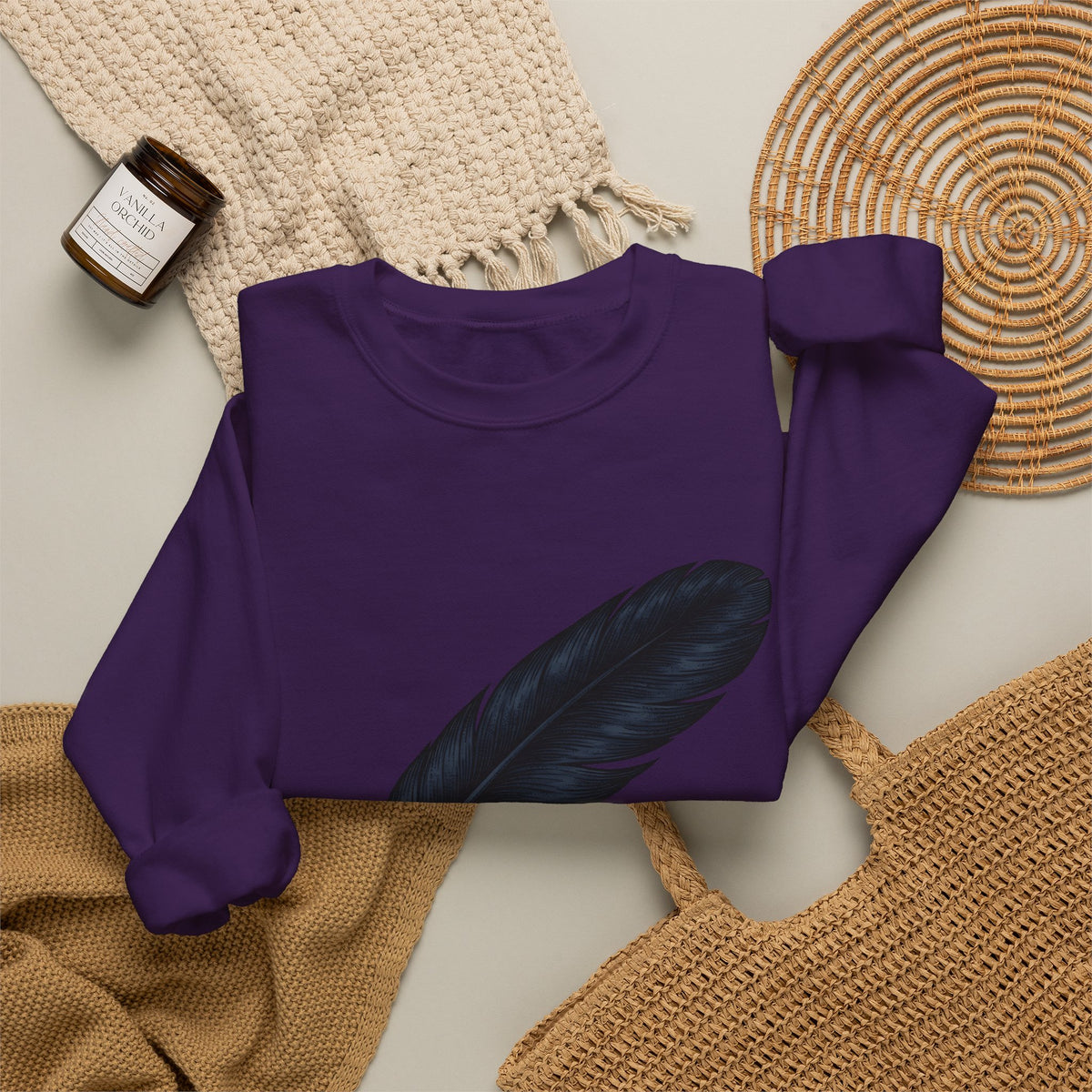 Feather Charm Sweatshirt Boho Chic Spiritual Gift Women Retro Sweatshirt Charm Sweatshirt Bohemian Enthusiast Vintage Sweatshirt Mystical Graphic Sketch Bow