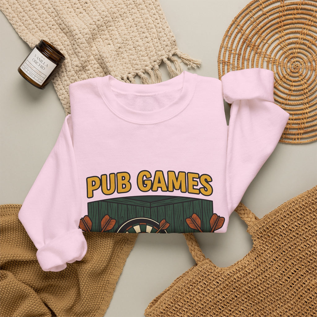 Darts Game Sweatshirt Sports Lounge Gift Women Grunge Sweatshirt Darts Sweatshirt Athlete Fan Distressed Sweatshirt Relaxation Graphic Cartoon Ale Glass Sweatshirt