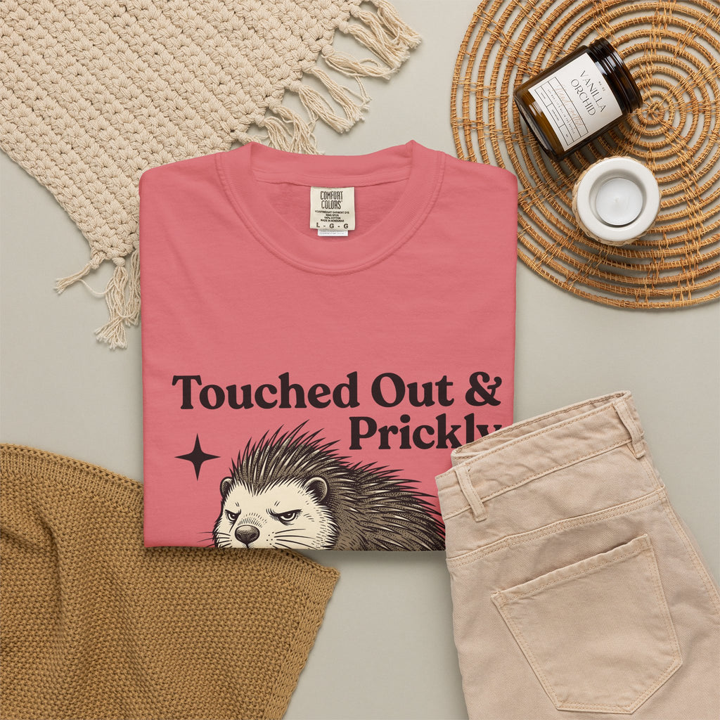 Grumpy Porcupine T-Shirt Moms Humor Gift Women Hand Drawn T-Shirt Quillpig T-Shirt Motherhood Fan Illustrated Graphic T-Shirt Vintage Stars T-Shirt