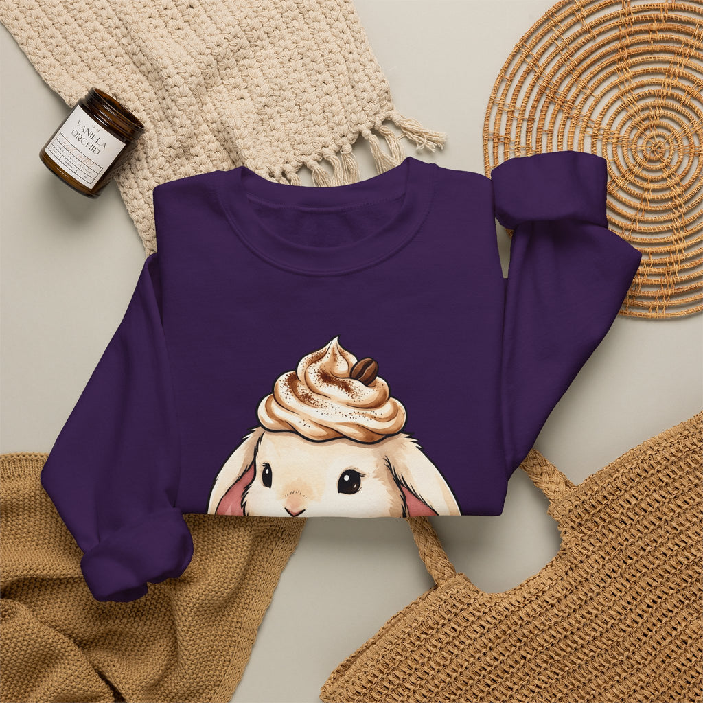 Bunny Espresso Sweatshirt Coffee Wildlife Gift Women Adorable Sweatshirt Rabbit Coffee Sweatshirt Coffee Fan Animal Graphic Sweatshirt Painterly Froth Sweatshirt