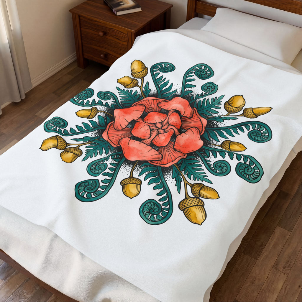 Shroom Mandala Blanket Boho Chic Flora Gift Women Bohemian Blanket Mushroom Blanket Hippie Fan Tribal Blanket Botanical Graphic Line Art Seed Pods