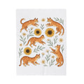 Ginger Cats Blanket Cat Flower Gift Women Cartoon Blanket Orange Cat Blanket Cat Fan Feline Graphic Illustration Comic Blanket Sketch Sunflower