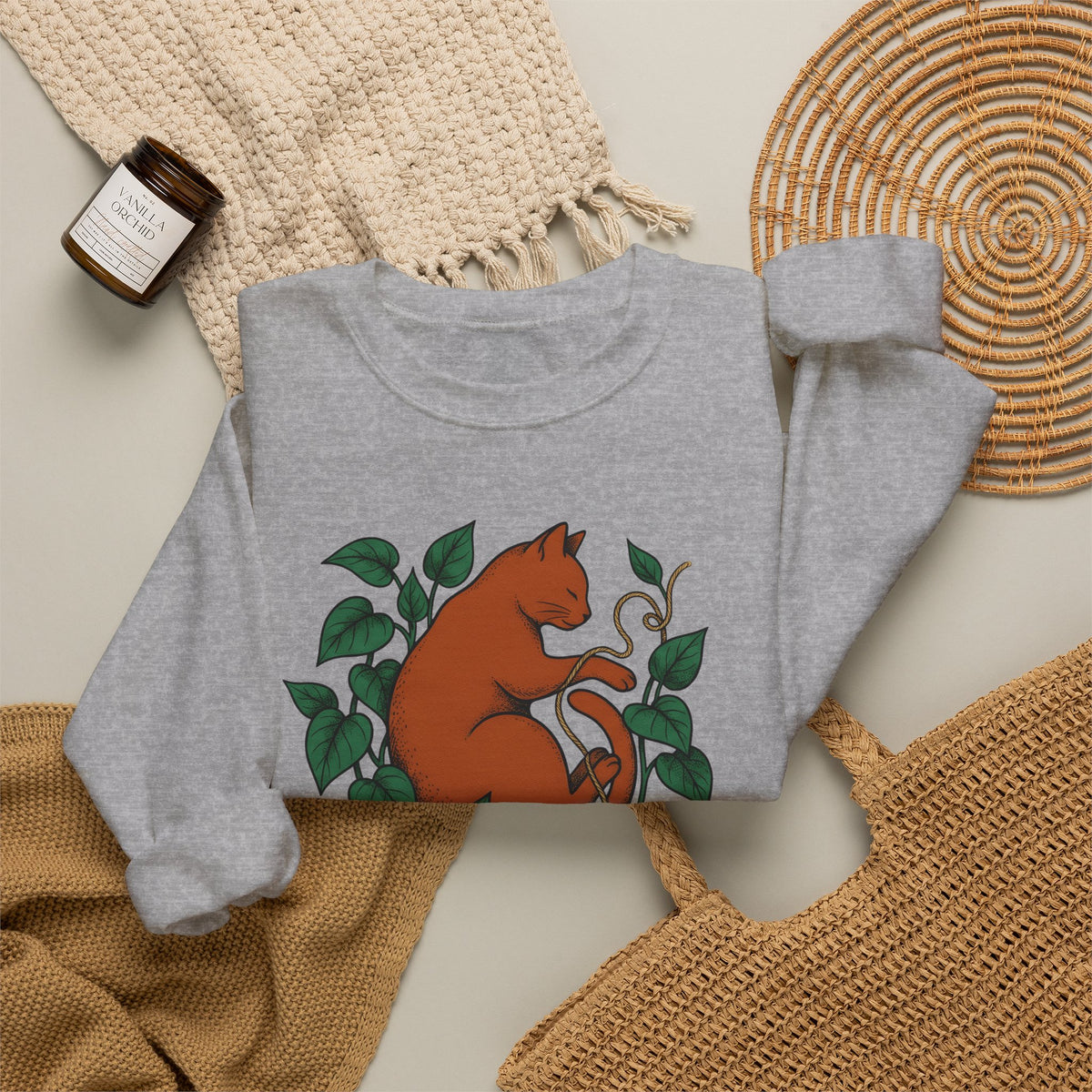 Cat Graphic Sweatshirt Cat Mom Animals Gift Women Hand Drawn Sweatshirt Kitten T
