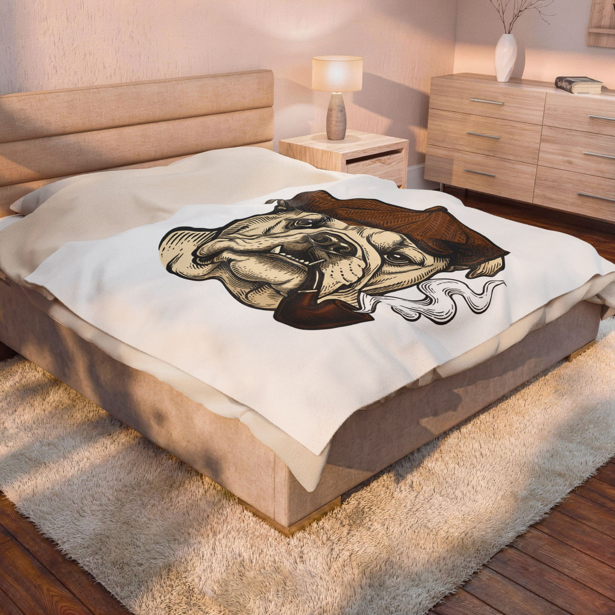 Bulldog Head Blanket Dog Creatures Gift Women Old School Blanket Bulldog Blanket Dog Fan Bulldog Graphic Blanket Vintage Illustration Animal