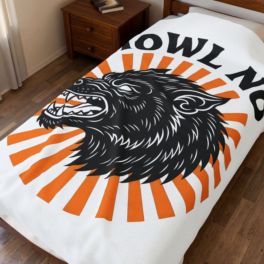Wolf Face Halloween Scary Gift Werewolf Horror Fan Creepy Retro Sunburst Blanket