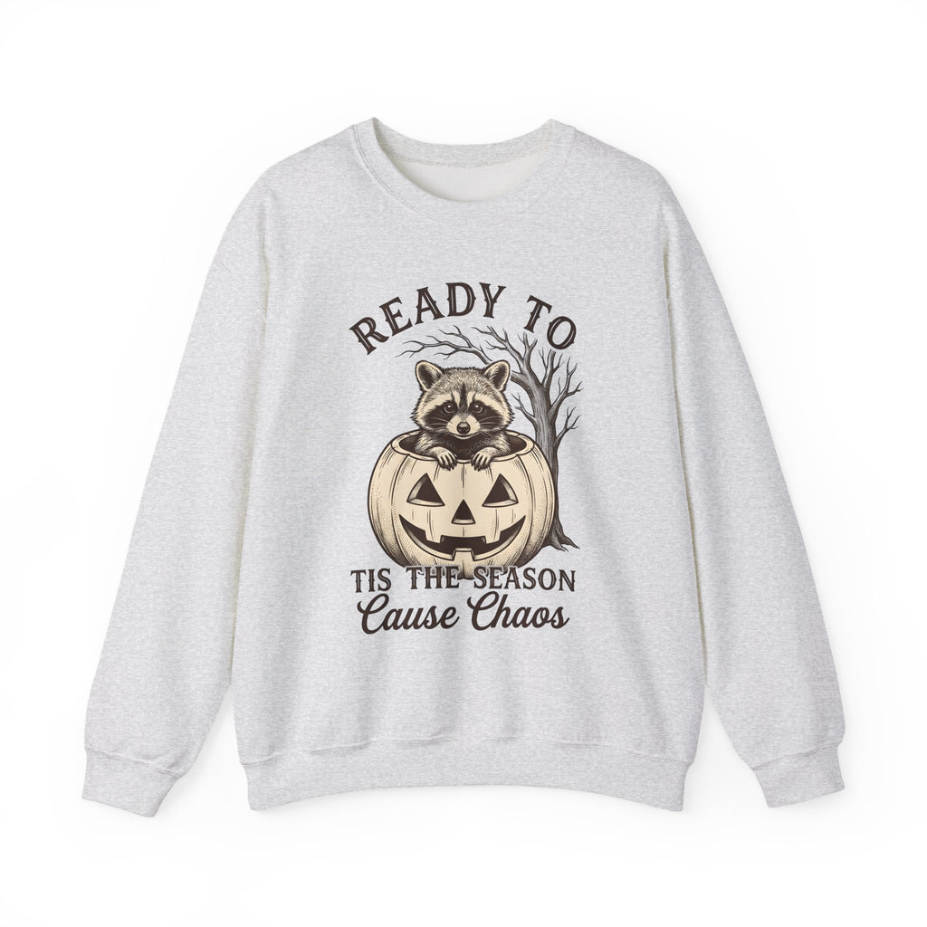Raccoon Pumpkin Sweatshirt Halloween Animal Gift Women Vintage Sweatshirt Gourd Sweatshirt Halloween Fan Retro Sweatshirt Wildlife Graphic Hand Drawn Spooky