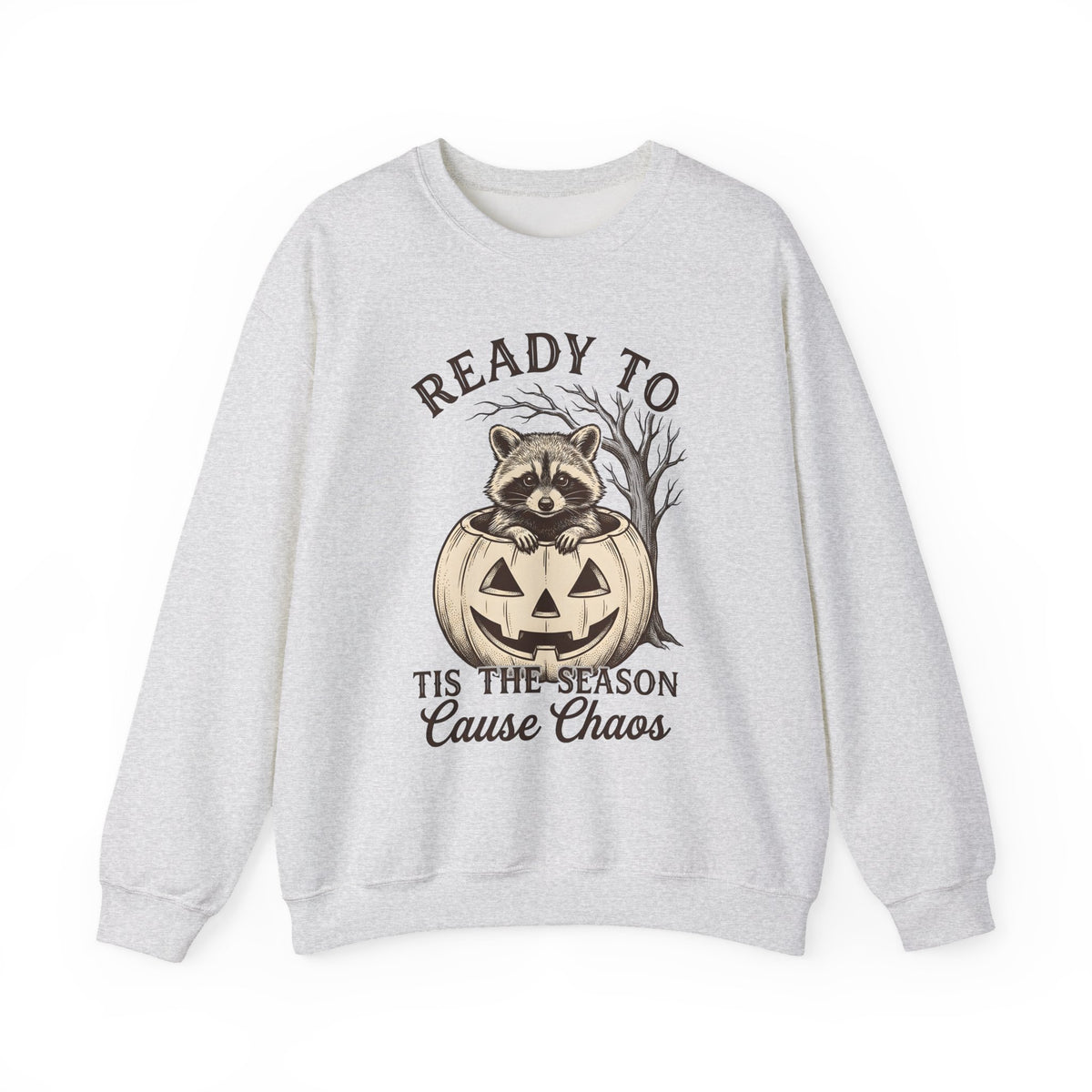 Raccoon Pumpkin Sweatshirt Halloween Animal Gift Women Vintage Sweatshirt Gourd Sweatshirt Halloween Fan Retro Sweatshirt Wildlife Graphic Hand Drawn Spooky
