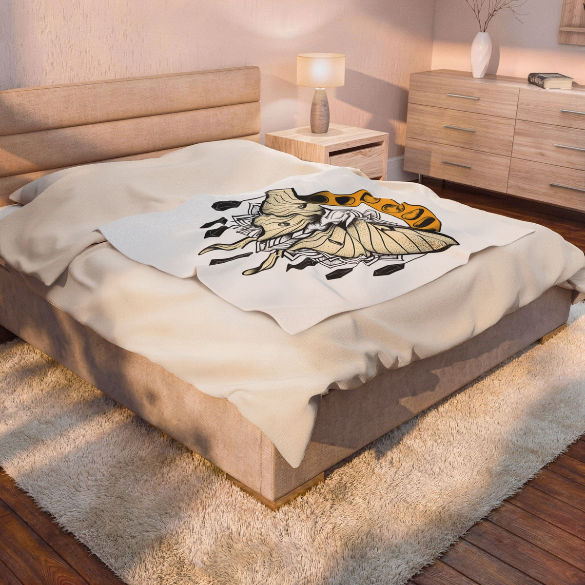 Luna Moth Blanket Boho Chic Mystical Gift Women Mandala Blanket Moon Moth Blanket Hippie Fan Sacred Blanket Spiritual Graphic Line Art Moon Phases