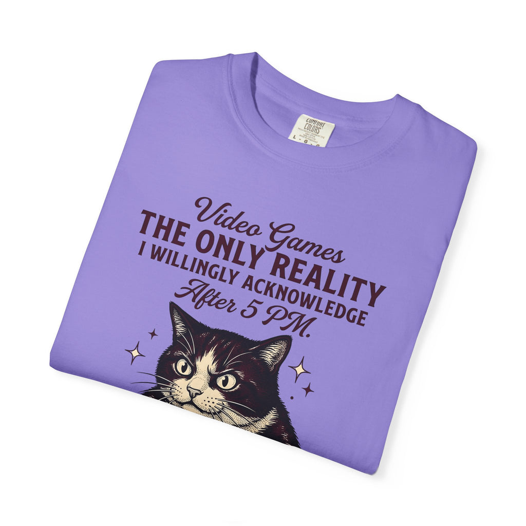 Cat Gamer T-Shirt Cat Consoles Gift Women Cartoon T-Shirt Gamer T-Shirt Cat Fan Feline T-Shirt Console Graphic Doodle Joystick T-Shirt